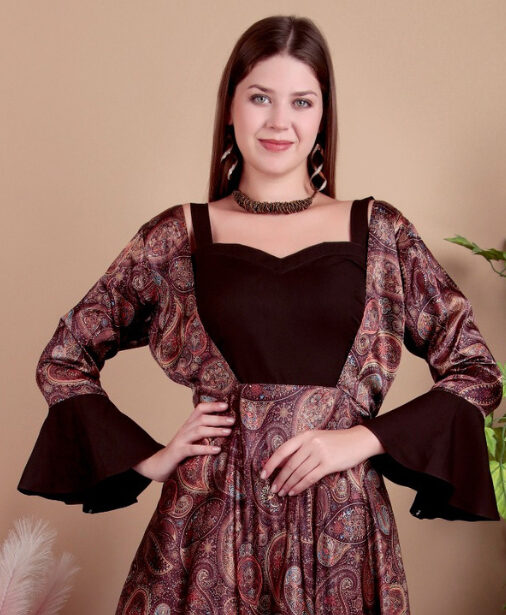 Fashmita Apparels, Women's 3-Piece Co-ord Set with Crop Top, Palazzo & Printed Cape – Elegant Indo-Western Fusion Wear | Large and XL Sizes - Image 3