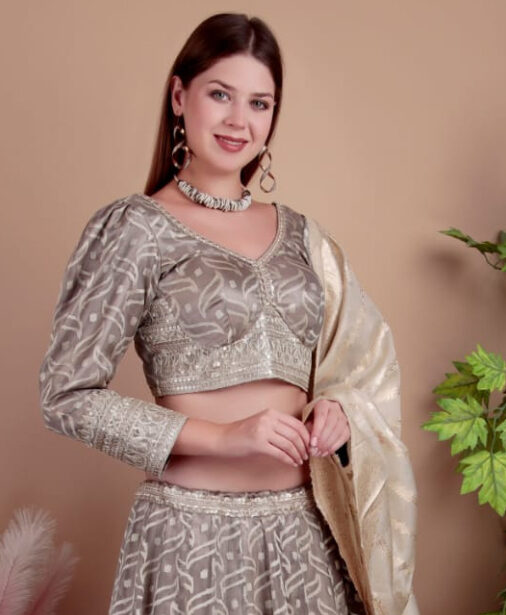 Women's Embroidered Tissue Organza Lehenga Choli (Padded) Set with Dupatta | Designer Ethnic Wear for Wedding & Festive Occasions | XL Size - Image 6