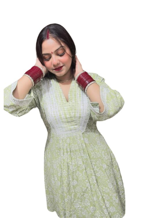 Women's Cotton Printed peplum Kurta with Cowl Pants | Ethnic Wear for Daily & Festive Look - Image 3