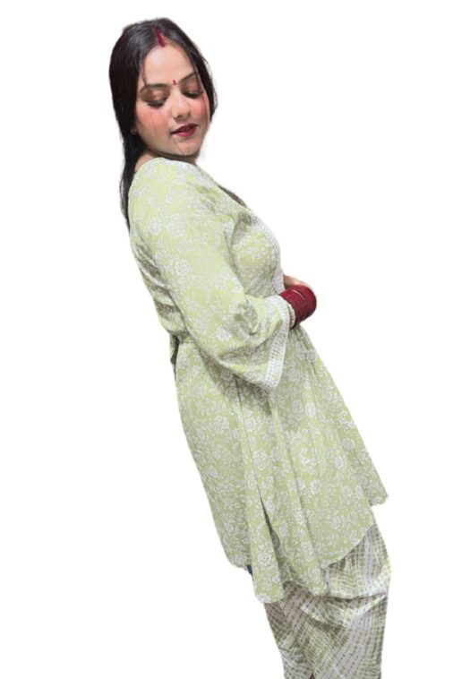 Women's Cotton Printed peplum Kurta with Cowl Pants | Ethnic Wear for Daily & Festive Look - Image 5